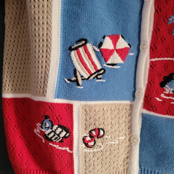 Vintage Koret‎ Thick Knitted Cotton Blend Short Sleeve Cardigan Shirt Sweater - Picture 6 of 11